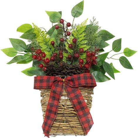Guirlande Artificielle - Panier en Osier - Décoration Murale pour Porte d'Entrée Jardin Intérieur Extérieur - Noël - 1 Pièce (1/5)