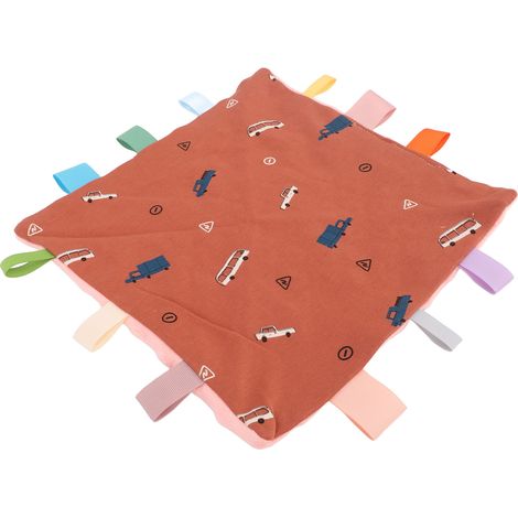 Weiche Babydecke mit bunten Etiketten, beruhigende Sinnesdecke aus Baumwolle, kuschelige Decke für Babys im Auto. (1/5)