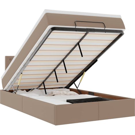 Maison Exclusive - Pouf Letto con Materassi e LED Cappuccino 120x190 cm Similpelle