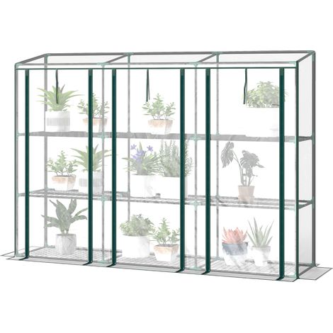 3-stöckiges Gartengewächshaus mit Reißverschlusstüren, 215 x 46 x 151 cm, transparent (1/5)
