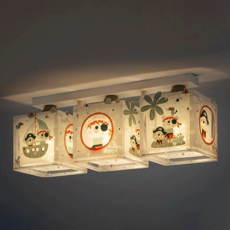 [NEUWERTIG] B-Ware Deckenlampe Deckenleuchte Dalber Kinderzimmer Piratenmotiv Stern Weiß Grau