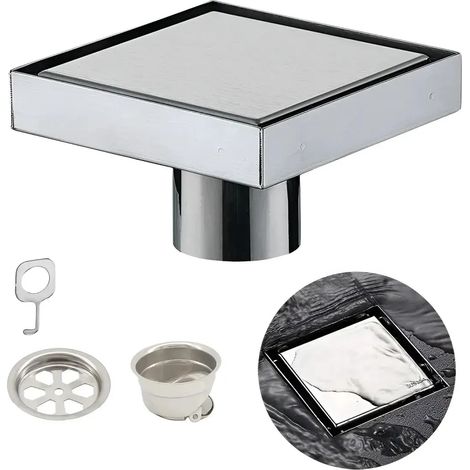 Siphon de sol invisible en acier inoxydable 10x10cm (1/5)