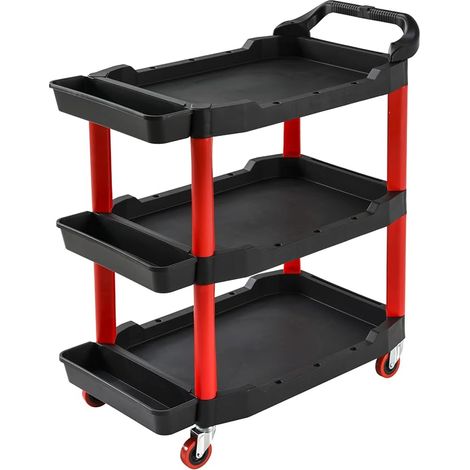 Tool trolley with wheels, 3 tier workshop trolley, assembly trolley, workshop trolley for transport and storage, load capacity 100 kg (1/5)