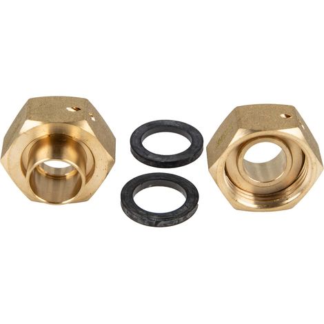 JS Wasserzähler-Verschraubungs-Set mit 22 mm Lötmuffe x 1 Zoll Überwurfmutter - MS-blank (1/5)