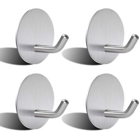 4er Pack Selbstklebende Haken, Edelstahl, wasserdicht, strapazierfähig und widerstandsfähig, zum Aufhängen von Bad, Küche, Büro, Schrank (1/5)