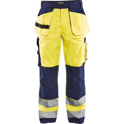 Pantalon de travail artisan haute visibilité 1533 - Jaune fluo/Marine 4XL - FR(58) - SE(C64) - Courtes (1/5)