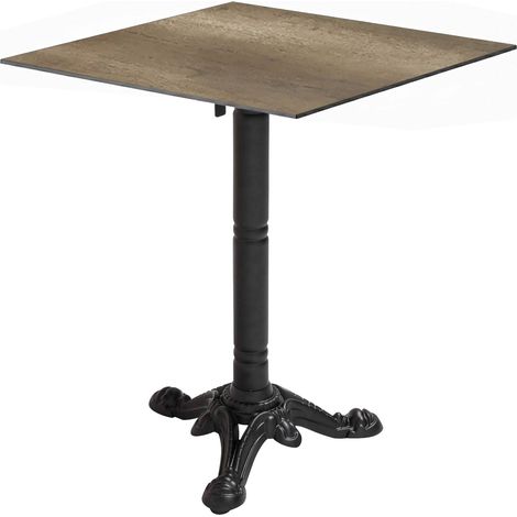Table bistrot de jardin carrée inclinable 60 cm 4 places chêne fumé