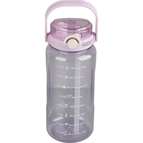 Gourde Fitness 1500ml Violette, 2 Méthodes de Boire, Matériau PC/PP Transparent avec Échelle, Bouteille d'Eau Portable Mate avec Paille