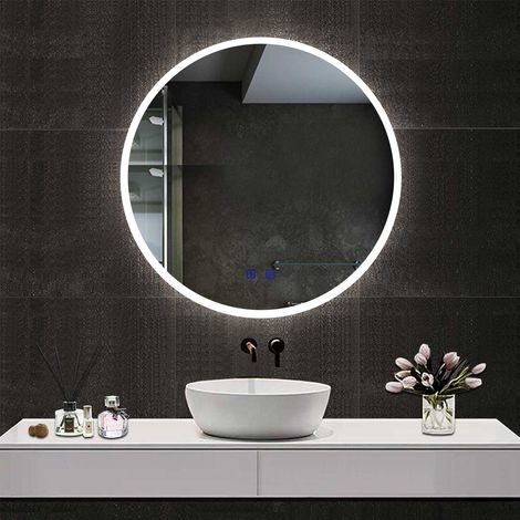 Acezanble Round LED Bathroom Mirrors with Bluetooth Speaker Adjustable Colors, Anti-Fog, 6500K Cool White Light + 4600K Warm White Light + 2700K Warm Light, 60cm (1/5)