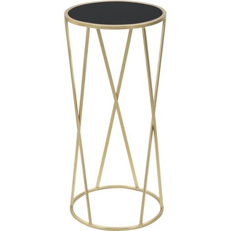 Portavaso alto Glam Simple tondo in ferro oro e piano nero 35x75 cm