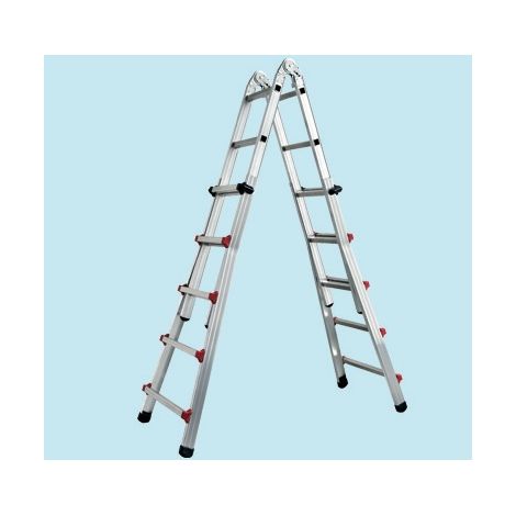 Scala Step Up telescopica piuma in alluminio gradini 6+6 h. max 6,12 mt (1/3)