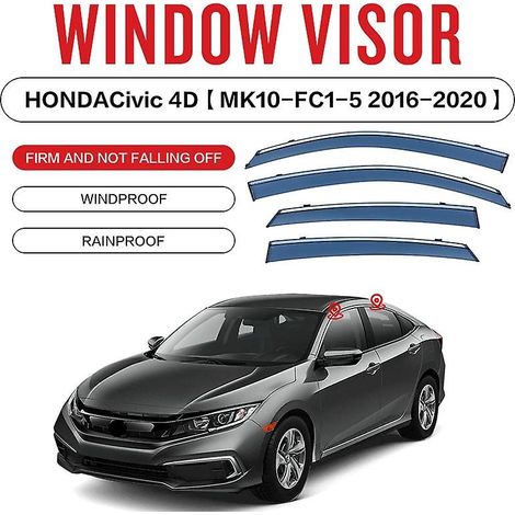 Déflecteurs de pluie et de pluie pour vitres de voiture, accessoires pour Honda Civic 2016-2020, 4 pièces ( ) (1/5)
