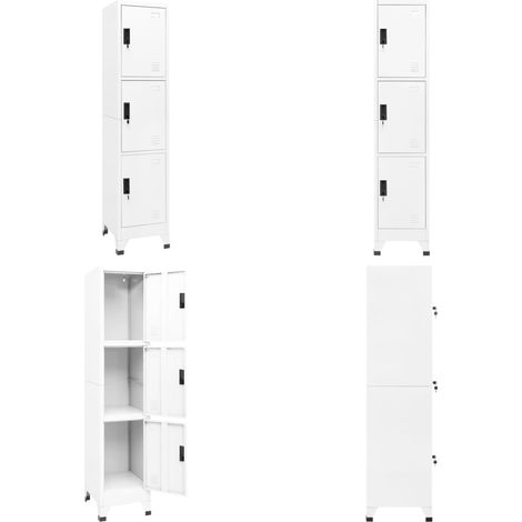 Schließfachschrank Weiß 38x45x180 cm Stahl - Schliessfachschrank - Metallschrank - Garderobe - Bürobedarf - Aufbewahrungsbox - Home & Living