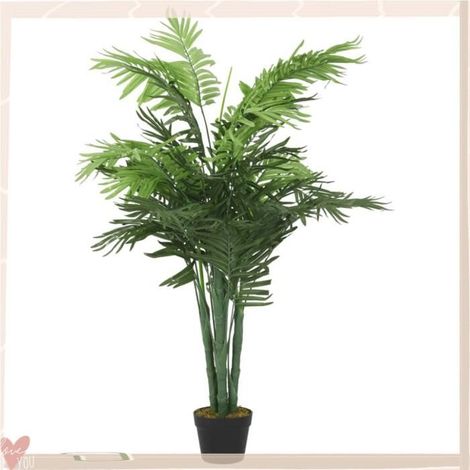 Palmier artificiel - VINGVO - 18 feuilles - 80 cm - Vert - Pot plastique cimenté (1/5)