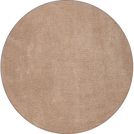 Alfombra de pelo largo 140 cm redonda estilo moderno beige arena Demre