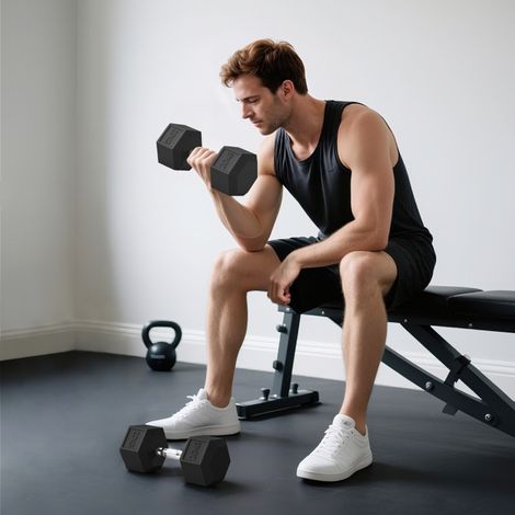 Haltères à poignée moletée, haltères en fonte, 2 x 20 kg pour la maison, la salle de sport et la musculation (1/4)