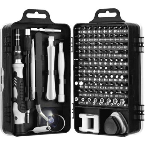 115 EN 1 Mini Set Tournevis Precision,Kit Tournevis de Précision pour machine à laver, climatiseur, réfrigérateur, ventilateur électrique, télévision, ordinateur,macbook,iphone,montre Noir- (1/5)