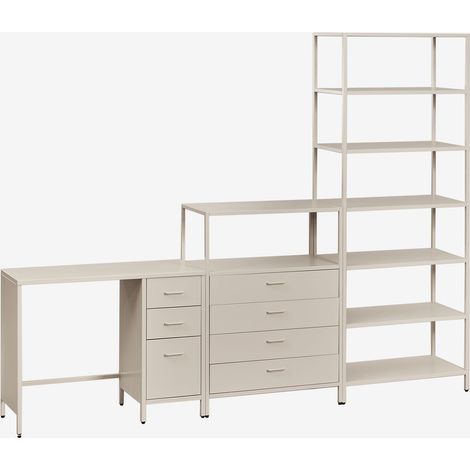 Set da scrivania con cassetti, cassettiera e scaffale in acciaio Janine SKLUM (1/5)