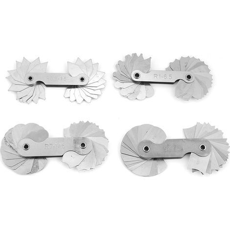 Stainless steel radius thread gauge, measuring tool R0.3-1.5/ R1-6.5/ R7-14.5/ R15-25 4 pieces (1/5)