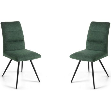 Sedia da cucina in tessuto Verde gambe metallo HILL set 2 pezzi (1/4)