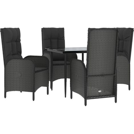 vidaXL Ensemble à manger de jardin coussins 5pcs Noir Résine tressée (1/5)