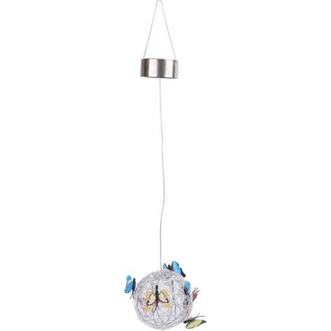 Lumière Solaire Extérieure, Lampe Solaire Suspendue de Jardin Lumière Boule Ronde avec Décoration de Jardin Papillon Veilleuse Décorative Lumière Blanche (1/5)