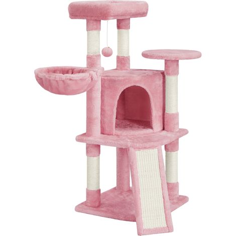 Yaheetech – Arbre à chat 107cm en sisal et flanelle – Multiniveau avec niches et griffoirs – Pour 2-3 chats – Installation murale sécurisée (1/5)