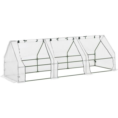 Invernadero de PE con 3 ventanas enrollables, acero, 270x90x90 cm, blanco (1/4)