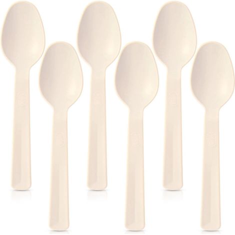 Plastic Table Spoons, Cream, Set of 6, 14 cm (1/5)