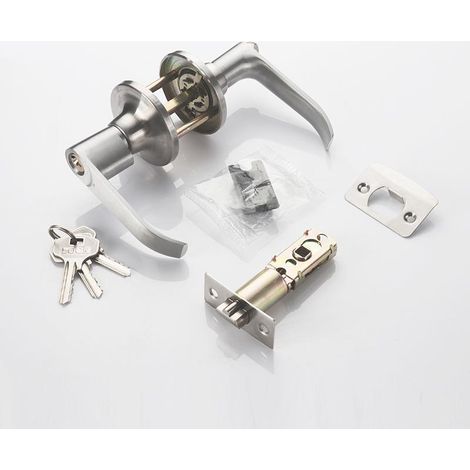 Serrures de porte salle de bain mécaniques à poignée droite 25-45mm, finition nickel satiné, sans clé, lot de 1 (1/2)