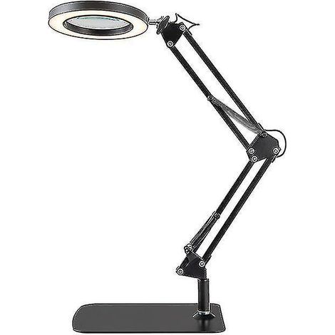 10-fache Vergrößerungslupe mit Licht und 3 Farbmodi, Schreibtischlampe mit einstellbarer Helligkeit (schwarz) (1/5)
