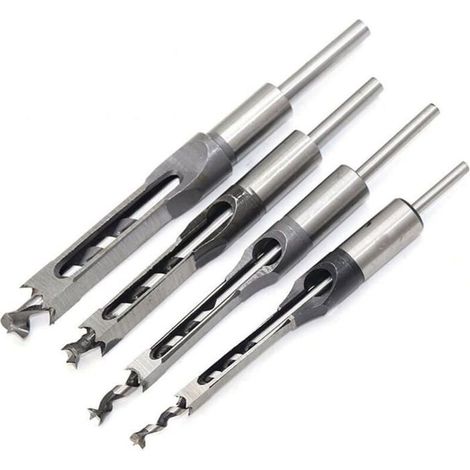 Jeu de 4 bédanes creux à trou carré – Acier, outils de menuiserie – 1/4, 1/2, 5/16, 3/8 po (1/4)