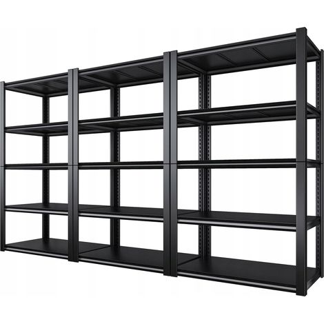 Étagère Métallique - Noire - 200 X 300 X 40 Cm - Système Sans Vis - Idéal Pour Garage (1/5)