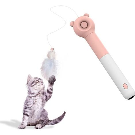 Jouets Interactifs pour Chat avec Pointeur LED, Interactif Jeu Chat Plume Rétractable Baguettes de Teaser Jouets pour l'Entraînement en Intérieur des Chats et des Chiens (1/5)