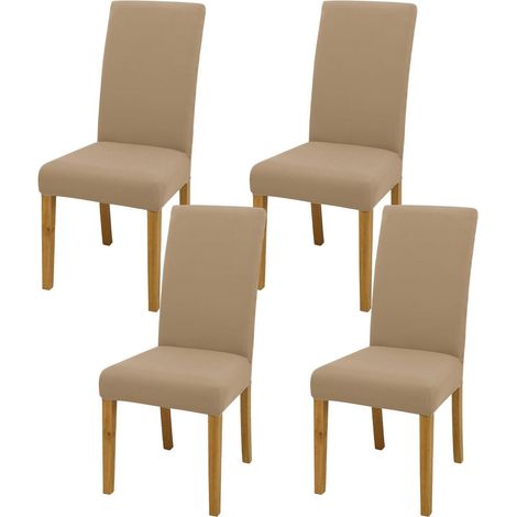 Dehnbare Stuhlbezüge 4er Set Khaki, pflegeleicht & waschbar (1/5)