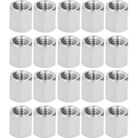 20 écrous hexagonaux de raccordement M8x1,25, connecteur de tige filetée 12 L14 mm, écrous en acier inoxydable 304