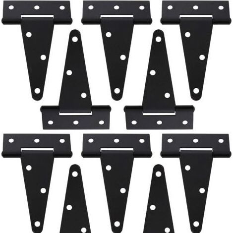 Lot de 10 charnières en T de 10,2 cm pour abri de jardin, charnières de porte de grange, charnières de porte, charnières de clture, charnières de porte de jardin, fer forgé noir (1/5)