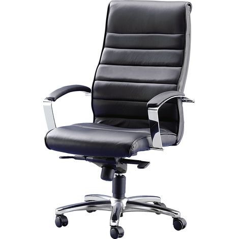 Topstar, Fauteuil de direction, cuir noir, accoudoirs habillés (1/4)