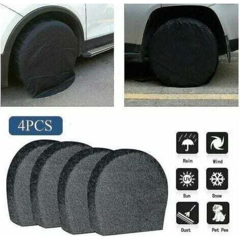 Ahlsen Lot de 4 housses de pneus étanches pour roue de secours, remorque, camping-car, protection anti-corrosion pour pneus, noir L