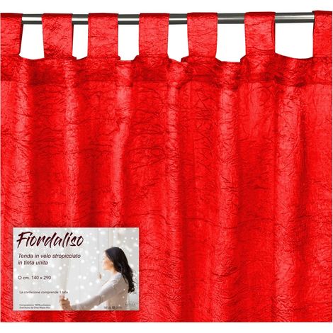 TENDA FIORDALISO in tinta ROSSO FUOCO CM. 140X290 confezionata (1/5)