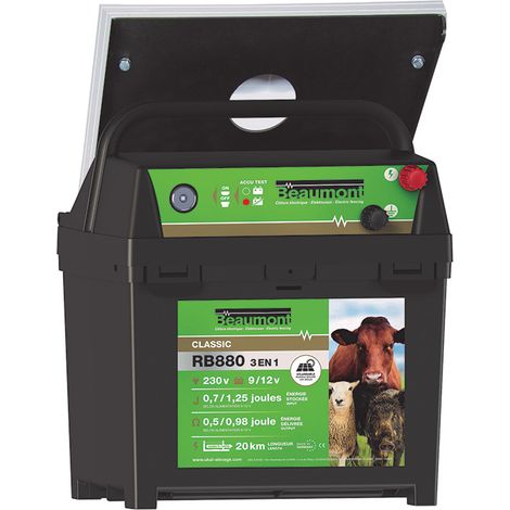 Beaumont – Poste mixte 3 en 1 CLASSIC RB880 – Panneau solaire 10W inclus – Alimentation 9V/12V/230V – Autonomie élevée pour usage tout terrain (1/4)