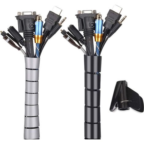 Gaine électrique préfilée 2x3m Lot de 2 Diamètre 22mm pour 6 à 8 câbles, 16mm pour 3 à 5 câbles Protection optimale des fils