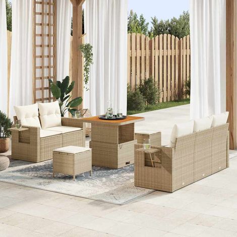 Teenpull – Gartensofa-set 8 Stk. Beige Poly-Rattan (1/5)