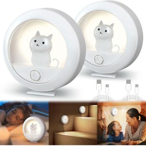 Rechargeable LED Induction Night Light, 2-Pack, Automatic Baby Night Light, Cute Shape for Children's Rooms, Living Rooms, Bathrooms, Hallways, Stairs, Bedrooms (1/5)