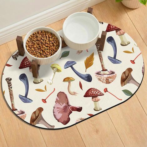 Tapis Gamelle Chat Facile à Nettoyer, 61x40,5 cm Tapis pour Gamelle Chien Antidérapante en Caoutchouc, Adaptés Au Salon et Au Jardin (1/5)
