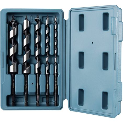 Makita D-75677 Kit punte a torciglione Lewis 5 parti 6 mm, 8 mm, 13 mm, 16 mm, 19 mm Lunghezza totale 200 mm Esagonale