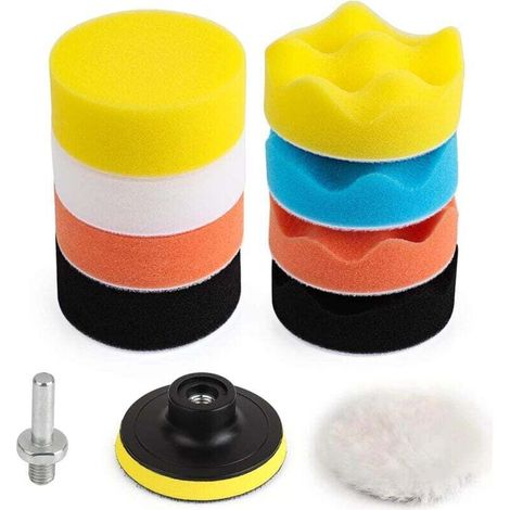 Kit di 11 tamponi lucidanti da 80 mm per punte da trapano M10/M14, tampone lucidante in lana per lucidatura, levigatura e ceratura di auto - Crezuo