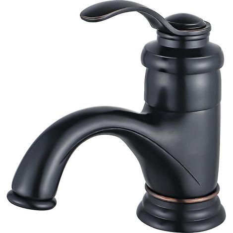 Retro-Badezimmerarmatur in Schwarz, Waschtischarmatur im Antik-Stil, Einhebel-Badezimmerarmatur in gebürstetem Messing, Ausführung in gebürsteter Bronze. (1/5)