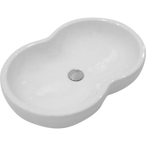 Lavabo d'Appoggio 65x42xh13 cm - Forma Tondeggiante - Mod. TIME - Ceramica Bianco (1/4)