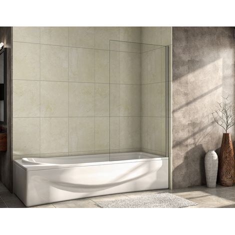 75x140cm Duschabtrennung Badewannenaufsatz Dusche Duschtrennwand 6mm NANO Glas (1/5)